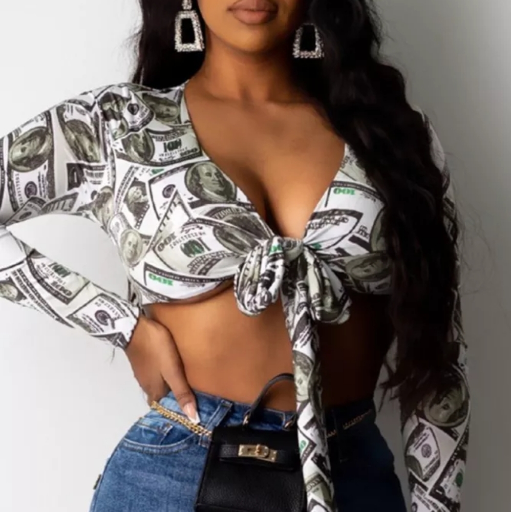 Sexy Money Print Long Sleeve